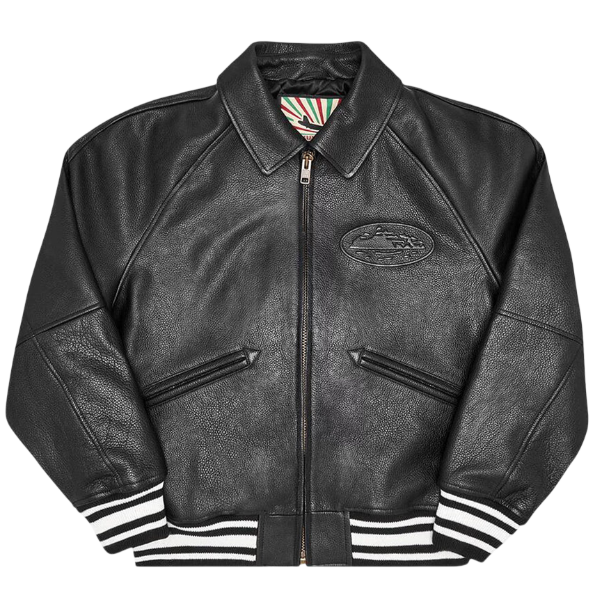 Corteiz Leather Jacket Black